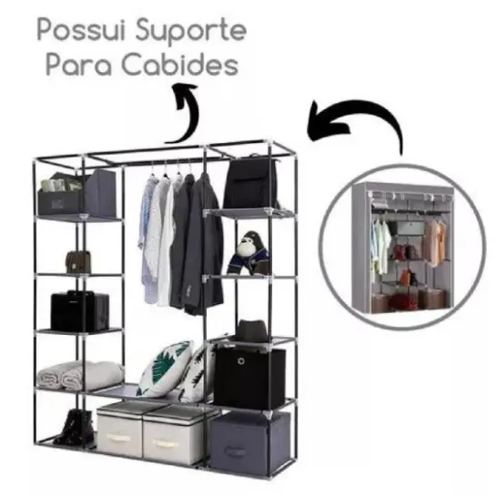 Guarda Roupa Dobrável com Cabideiro e Sapateira